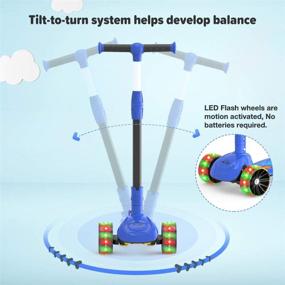 img 1 attached to Adjustable Lean-to-Steer 3-Wheeled Scooter for Kids, LED Light-Up PU Wheel, Foldable Seat, Sit or Stand Ride with Brake - Ideal for Boys & Girls aged 2-12 years old