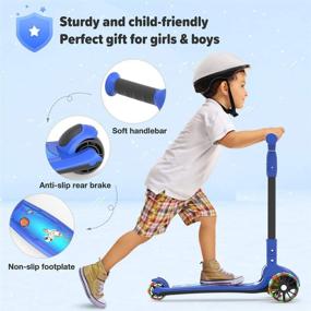 img 3 attached to Adjustable Lean-to-Steer 3-Wheeled Scooter for Kids, LED Light-Up PU Wheel, Foldable Seat, Sit or Stand Ride with Brake - Ideal for Boys & Girls aged 2-12 years old