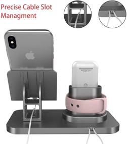 img 2 attached to 🔌 Fingic 3-in-1 Charging Station - Apple Watch, AirPods Charger Stand for Series 4/3/2/1, iPhone 11 Pro Max/XS/XR/X, iPad - Space Gray