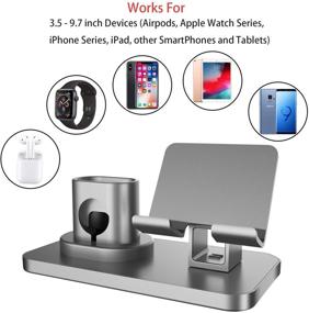 img 3 attached to 🔌 Fingic 3-in-1 Charging Station - Apple Watch, AirPods Charger Stand for Series 4/3/2/1, iPhone 11 Pro Max/XS/XR/X, iPad - Space Gray