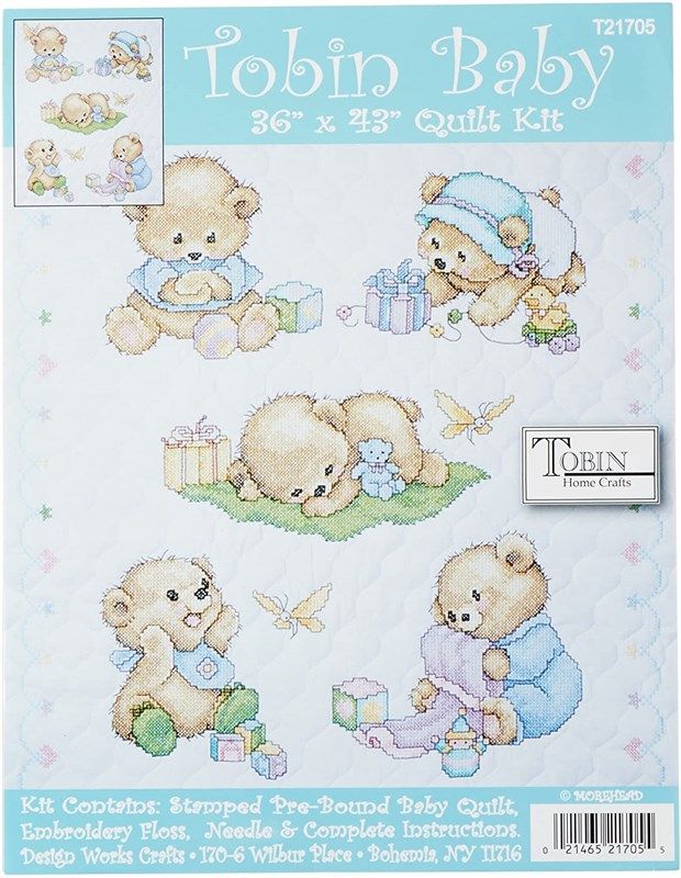 Tobin Baby Bears Quilt Stamped Cross Stitch Kit 34X43