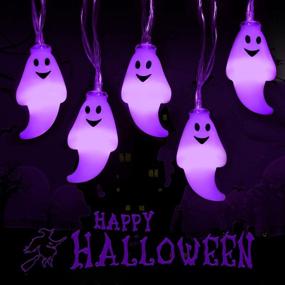 img 4 attached to 👻 Spooky Delight: JMEXSUSS 30 LED Halloween Battery Operated Ghost String Lights for Indoor/Outdoor Halloween Decorations