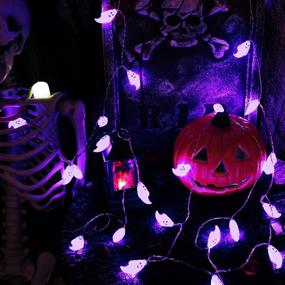 img 3 attached to 👻 Spooky Delight: JMEXSUSS 30 LED Halloween Battery Operated Ghost String Lights for Indoor/Outdoor Halloween Decorations