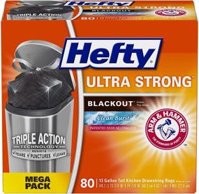 img 1 attached to Hefty Ultra Strong 13 Gallon Tall Kitchen Trash Bags, Blackout, Clean Burst - 80 Count