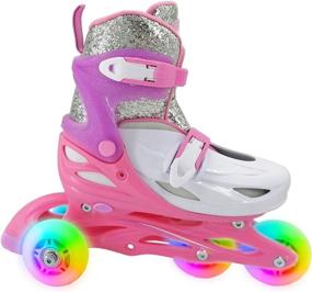 img 2 attached to 🛼 Adjustable Inline Skates for Kids with Light-up Wheels | Quad Roller Skates | Outdoor Blades Roller Skates for Girls and Boys - LIKU 4-in-1