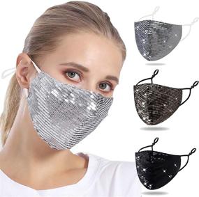 img 4 attached to Sequin Face Mask - Bling Glitter Sparkle Designer Fashion Mask for Women