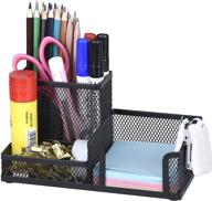 🖊️ comix black pen caddy, mesh desk organizer with sticky notes holder - ideal office accessories for home, school, and office логотип