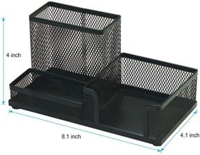 img 2 attached to 🖊️ Comix Black Pen caddy, Mesh Desk Organizer with Sticky Notes Holder - Ideal Office Accessories for Home, School, and Office