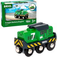 brio world 33214 - freight battery engine - wooden toy train set for kids age 3+, green logo