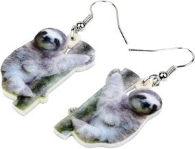 img 1 attached to 🦥 DUOWEI Adorable South American Sloth Acrylic Earrings - Cute Drop Dangle Jewelry with Love Message for Women & Girls - Perfect Gifts