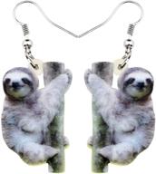 🦥 duowei adorable south american sloth acrylic earrings - cute drop dangle jewelry with love message for women & girls - perfect gifts logo