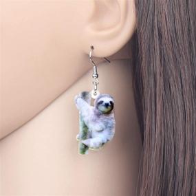 img 3 attached to 🦥 DUOWEI Adorable South American Sloth Acrylic Earrings - Cute Drop Dangle Jewelry with Love Message for Women & Girls - Perfect Gifts