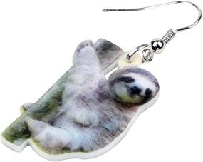 img 2 attached to 🦥 DUOWEI Adorable South American Sloth Acrylic Earrings - Cute Drop Dangle Jewelry with Love Message for Women & Girls - Perfect Gifts