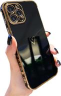 📱 lutty iphone 12 pro max case - luxury electroplated bumper with full camera protection, shockproof soft tpu cover - candy black (6.7 inch) logo