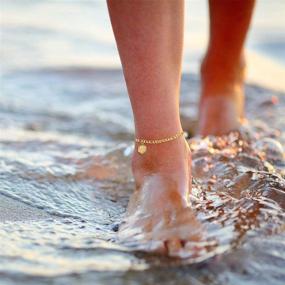 img 2 attached to 📿 FOCALOOK 4.5mm Figaro Gold Chain Anklets with Initial Ankle Bracelet for Women and Teen Girls - Adjustable Length (22-27cm), Customizable - Includes Gift Box