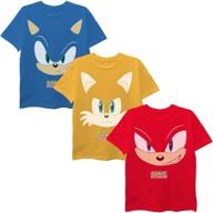 🔥 sega hedgehog boys 3-pack t-shirt bundle: sonic, tails, knuckles - grab the ultimate gaming tee collection! logo