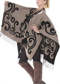 img 1 attached to 🧣 Stylish Reversible Pattern Beige Women's Winter Accessories: Scarves & Wraps