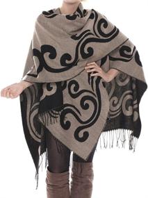 img 4 attached to 🧣 Stylish Reversible Pattern Beige Women's Winter Accessories: Scarves & Wraps