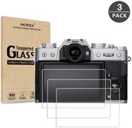 akwox [3-pack] tempered glass screen protector for fujifilm x-t20 x-t10 x-a1 x-a2 x-m1 x-e3 x30, 0.3mm 2.5d high definition 9h optical lcd premium glass protective cover (compatible/replacement) logo