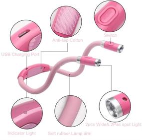 img 2 attached to 📚 Rechargeable 4 LED Neck Reading Light: Comfortable Wearable Book Lights for Bedtime Reading, Craft & Knitting - 3 Brightness Levels, 2 Flexible Silicone Arms, Long Lasting (Pink)