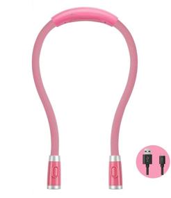 img 4 attached to 📚 Rechargeable 4 LED Neck Reading Light: Comfortable Wearable Book Lights for Bedtime Reading, Craft & Knitting - 3 Brightness Levels, 2 Flexible Silicone Arms, Long Lasting (Pink)