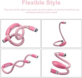 img 1 attached to 📚 Rechargeable 4 LED Neck Reading Light: Comfortable Wearable Book Lights for Bedtime Reading, Craft & Knitting - 3 Brightness Levels, 2 Flexible Silicone Arms, Long Lasting (Pink)