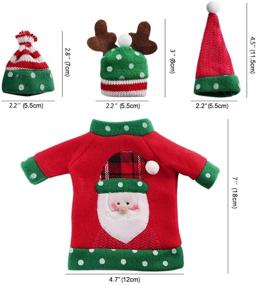 img 3 attached to 🎄 3-Piece Ugly Sweater Christmas Wine Bottle Covers Set - Holiday Sweater Cover with Hat for Ugly Christmas Sweater Party Decorations