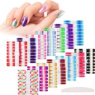💅 14 sheets glitter nail wraps: full nail art polish stickers in classic color - adhesive nail decals for a gradient glittery manicure + bonus nail file logo