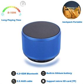 img 2 attached to Alfway Portable Wireless Bluetooth Speaker with LED Light, 📱 Mic, AUX Input & TF Card Player - Mini Size, Blue