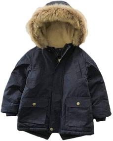 img 2 attached to Cotton Padded Navy Boys' Clothing with Hood - Mallimoda Jacket