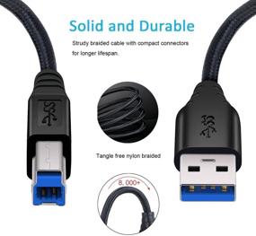 img 3 attached to 🔌 Besgoods 2-Pack 1.5ft/50cm Плетеный кабель USB 3.0 - Короткий кабель типа A-Male до B-Male - Продвинутый черный