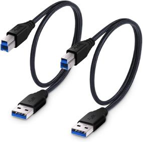 img 4 attached to 🔌 Besgoods 2-Pack 1.5ft/50cm Плетеный кабель USB 3.0 - Короткий кабель типа A-Male до B-Male - Продвинутый черный