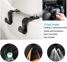 img 3 attached to 🚗 WSYLEN Car Purse Storage Holder - Black Car Net Pocket Handbag Organizer for between Seats - Includes 2 Packs Car Purse Hooks