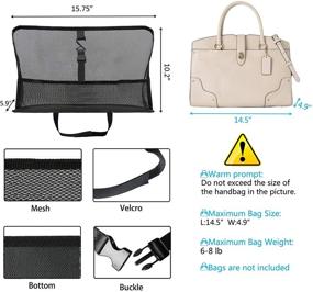 img 1 attached to 🚗 WSYLEN Car Purse Storage Holder - Black Car Net Pocket Handbag Organizer for between Seats - Includes 2 Packs Car Purse Hooks