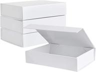 🎁 small rectangle gift boxes for presents - set of 2 white glossy magnetic closure boxes, 7 x 5 x 1.6 inches logo