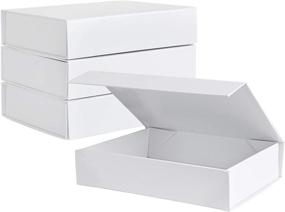 img 4 attached to 🎁 Small Rectangle Gift Boxes for Presents - Set of 2 White Glossy Magnetic Closure Boxes, 7 x 5 x 1.6 inches