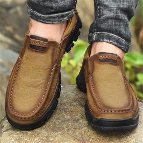 img 3 attached to LANXY Leather Lightweight Non-Slip Men's Shoes: Breathable Loafers & Slip-Ons