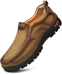 img 4 attached to LANXY Leather Lightweight Non-Slip Men's Shoes: Breathable Loafers & Slip-Ons