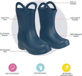 img 1 attached to 👧 Kids Rain Boots: Waterproof Easy-on Handle Rainboots for Boys and Girls