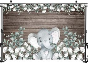 img 2 attached to 🐘 Mocsicka Elephant Backdrop: Stunning 7x5ft Gender Neutral Party Banner for Elephant Themed Celebrations! Rustic Wood Cotton Adds Charm to Elephant Baby Shower Photography!