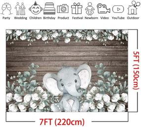 img 3 attached to 🐘 Mocsicka Elephant Backdrop: Stunning 7x5ft Gender Neutral Party Banner for Elephant Themed Celebrations! Rustic Wood Cotton Adds Charm to Elephant Baby Shower Photography!
