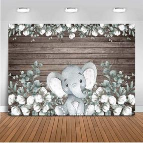 img 4 attached to 🐘 Mocsicka Elephant Backdrop: Stunning 7x5ft Gender Neutral Party Banner for Elephant Themed Celebrations! Rustic Wood Cotton Adds Charm to Elephant Baby Shower Photography!