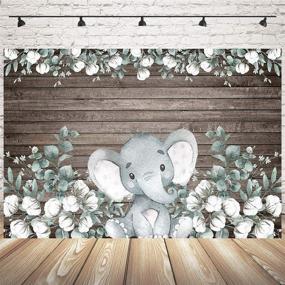 img 1 attached to 🐘 Mocsicka Elephant Backdrop: Stunning 7x5ft Gender Neutral Party Banner for Elephant Themed Celebrations! Rustic Wood Cotton Adds Charm to Elephant Baby Shower Photography!