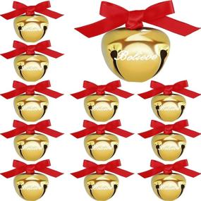 img 4 attached to 🔔 Gold 1.5 Inch Christmas Believe Bells Ornament - 12 Pieces for DIY Crafts & Decorations