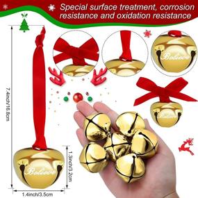 img 3 attached to 🔔 Gold 1.5 Inch Christmas Believe Bells Ornament - 12 Pieces for DIY Crafts & Decorations