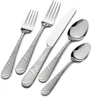 pfaltzgraff garland frost 53-piece stainless steel flatware serving utensil set with steak knives - service for 8 - enhanced seo logo