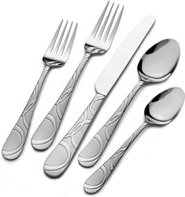 img 4 attached to Pfaltzgraff Garland Frost 53-Piece Stainless Steel Flatware Serving Utensil Set with Steak Knives - Service for 8 - Enhanced SEO