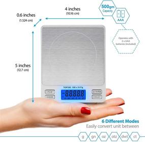 img 1 attached to 📏 Smart Weigh Digital Pro Pocket Scale: Jewelry, Food & More - Accurate 500 x 0.01 Grams with Back-Lit LCD, Tare, Hold & PCS Features, 2 Lids Included