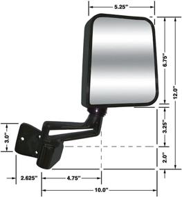 img 1 attached to CIPA 44401 Replacement Mirror Jeep Passenger Side Manual Foldaway Non-Heated Black - Original Style