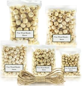 img 4 attached to 🔮 700-Piece Set of Craft Wooden Beads with 25m Twine - Extra-Large Beads Assortment - 5 Sizes Unfinished Bulk Wood Beads - 10mm, 12mm, 14mm, 16mm, 20mm - Perfect for Crafts and Garlands